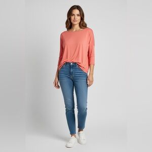 J. Jill 3/4 Sleeve Tunic Salmon Size Large